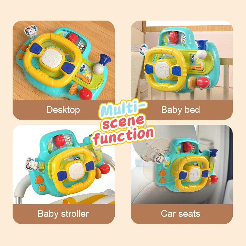 Volante simulacional para bebé, juguete eléctrico con música, luz, sonido, copiloto, cochecito, juego de escritorio, juguetes educativos tempranos para niños