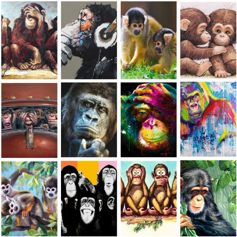 5D Diy Diamond Painting Orangutan Monkey Full Rhinestones Embroidery Mosaic Art Cross Stitch Kits Home Decor New Arrivals 2023