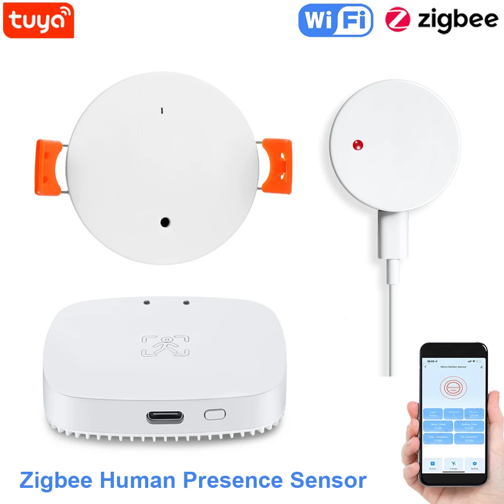 Tuya Smart Zigbee Human Presence Sensor Millimeter Radar Wave Motion Detector Work With Tuya Hub Home Asssistant Zigbee2mqtt