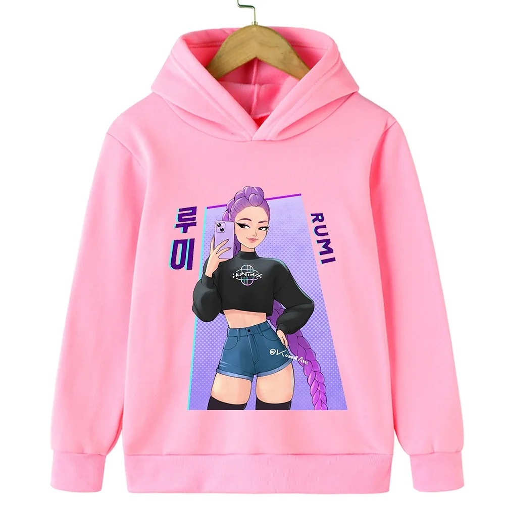 2025 KPop diable chasseur dessin animé fille garçon sweat à capuche chaud enfants vague coréenne mode haut décontracté vêtements de sport