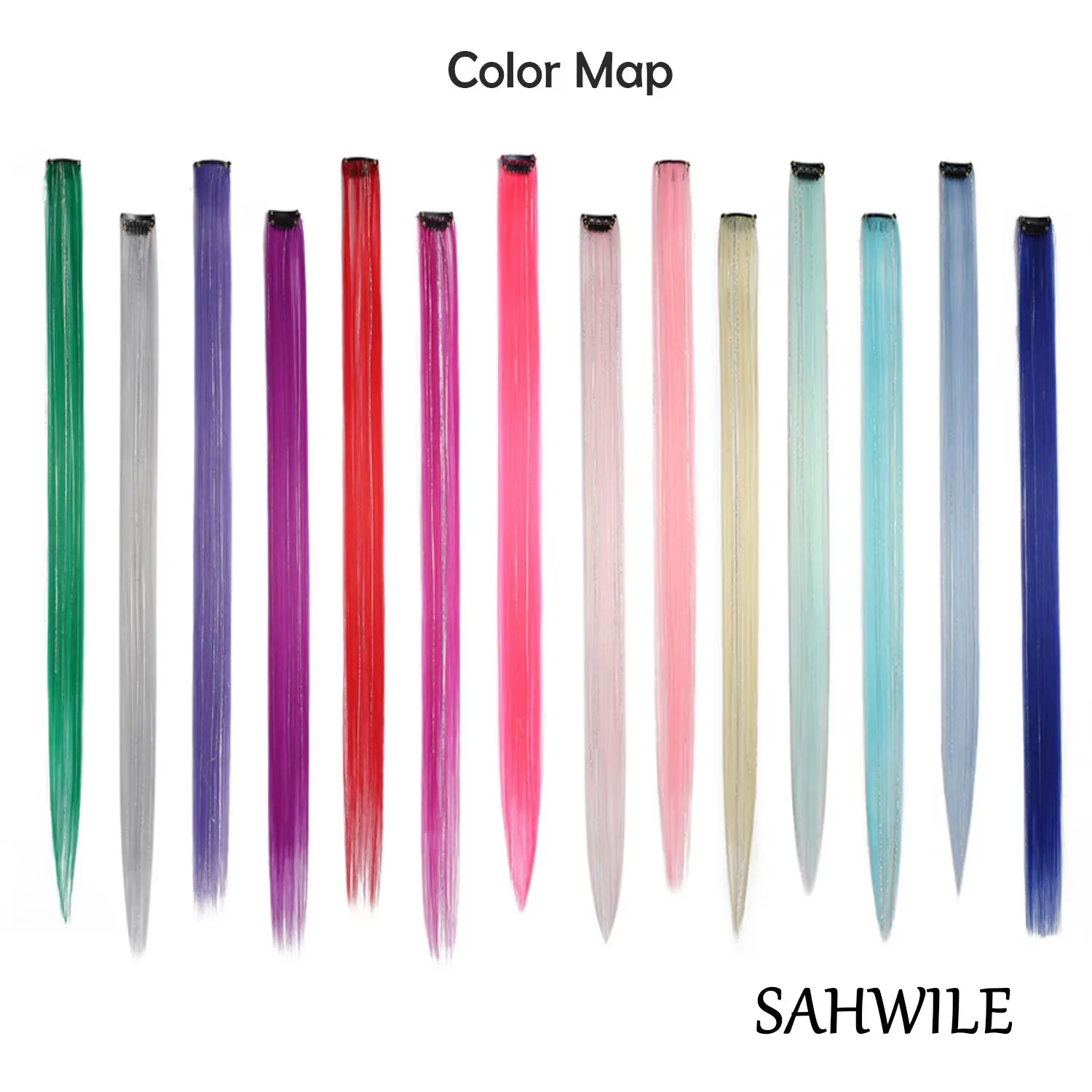 Synthetic 6pcs/pack Colored Party Highlights Clip in Hair Extensions 22 inches Multi-colors Straight Hair Synthetic Hairpieces