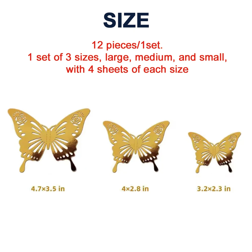 3D Hollow Butterfly Wall Sticker Decoration Living Room Home Decor Butterflies Decal Stickers