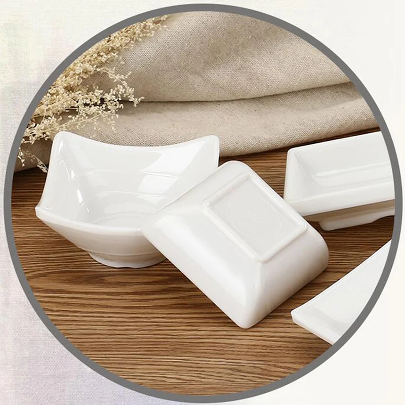 1pc White Plastic Sauce Dishes Food Dipping Bowls Break-resistant Seasoning Dish Saucer Appetizer Plates