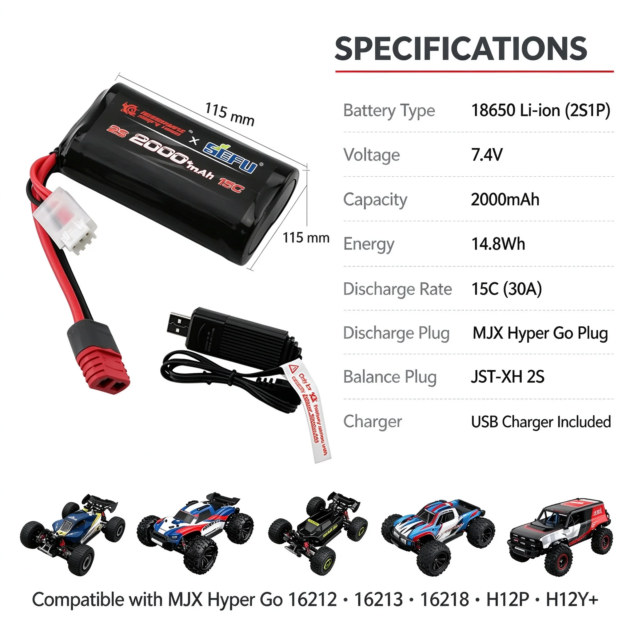 7.4V 2S 4000mAh Original And Upgrade Lipo Battery For MJX Hyper Go RC CAR 16208 16209 16210 14301 14302 14209 14210