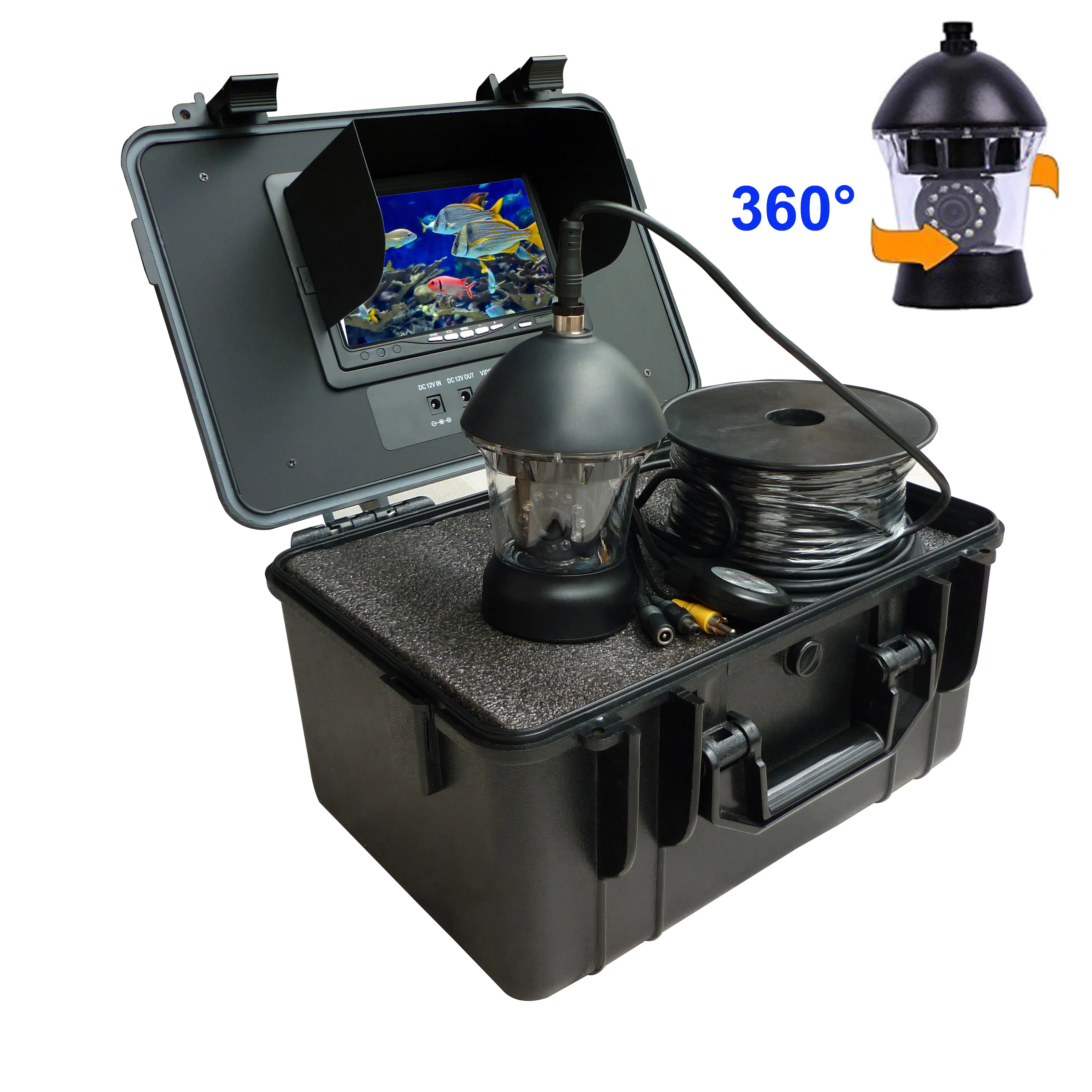 7 inch LCD 360 Degree Underwater Rotating Fishing  20M Cable Underwater Fishing Video  System