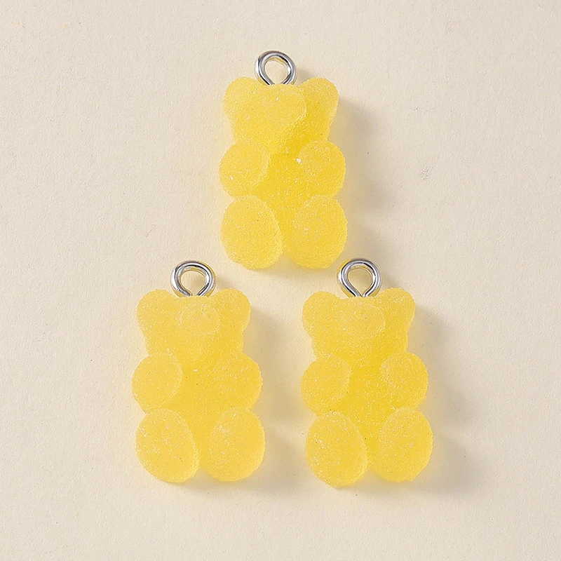 Leslie 20 Stück 7-farbige bunte Bären-Anhänger aus Harz, Glitzer-Bonbonfarben, Gummibärchen-Anhänger für Halsketten, Armbänder, Schlüsselanhänger, DIY-Zubehör – Detail 9