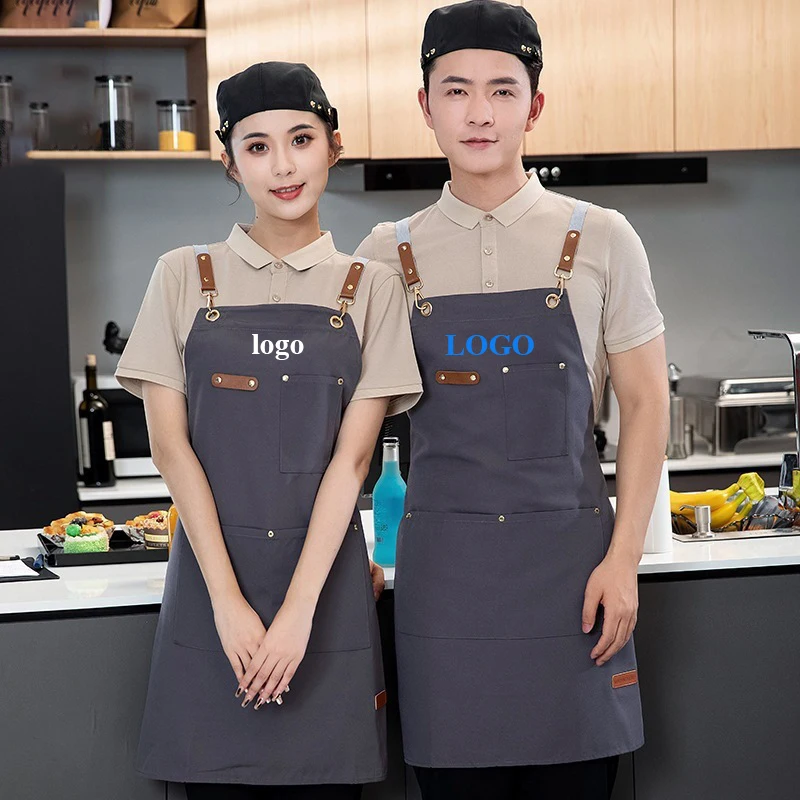 

Canvas Mandiles Custom Kitchen Apron Women Men's Bibs Work Wear Restaurant Barbecue Chefs Waiter Aprons Nails Barber Studio Robe