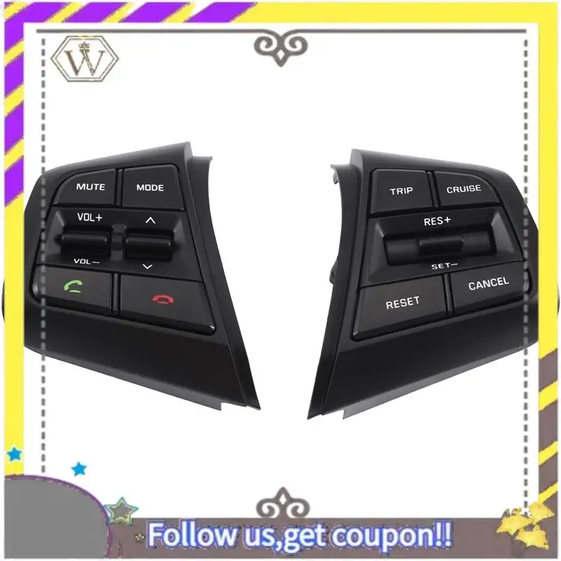 

ABXV-Steering Wheel Cruise Control Buttons Black ABS Automotive Supplies For Hyundai Creta Ix25 1.6L For Creta Ix25 2.0 L