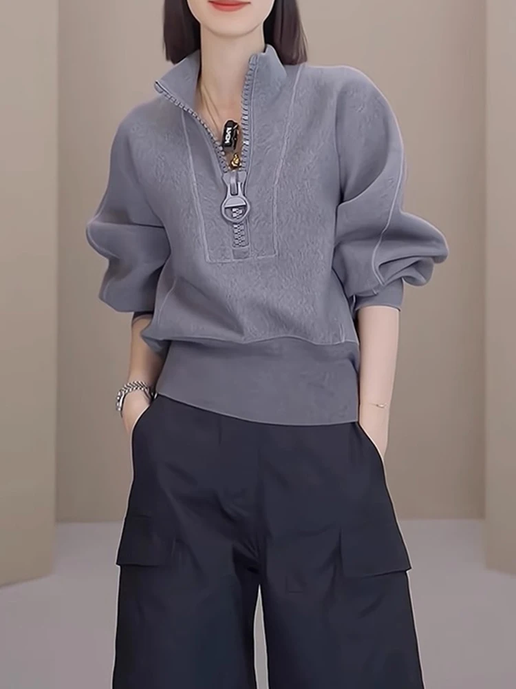 

Faionable Свободный крой толстовка на молнии ort Sle Осень Новое поступление Ele Утягивающая универсальная верхняя одежда Модный топ