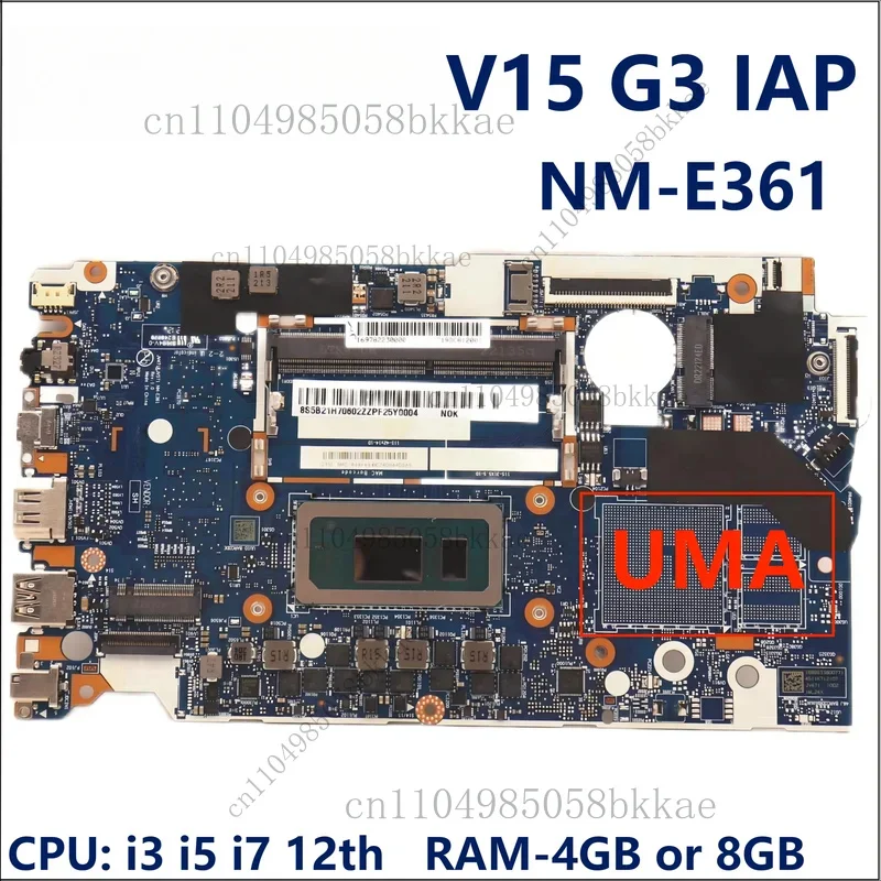 

Материнская плата NM-E361 для Lenovo V15 G3 IAP, материнская плата для ноутбука с процессором i3-1215U i5-1235U, RAM 4 ГБ 8 ГБ UMA, 100% тест в порядке JV471 JV571