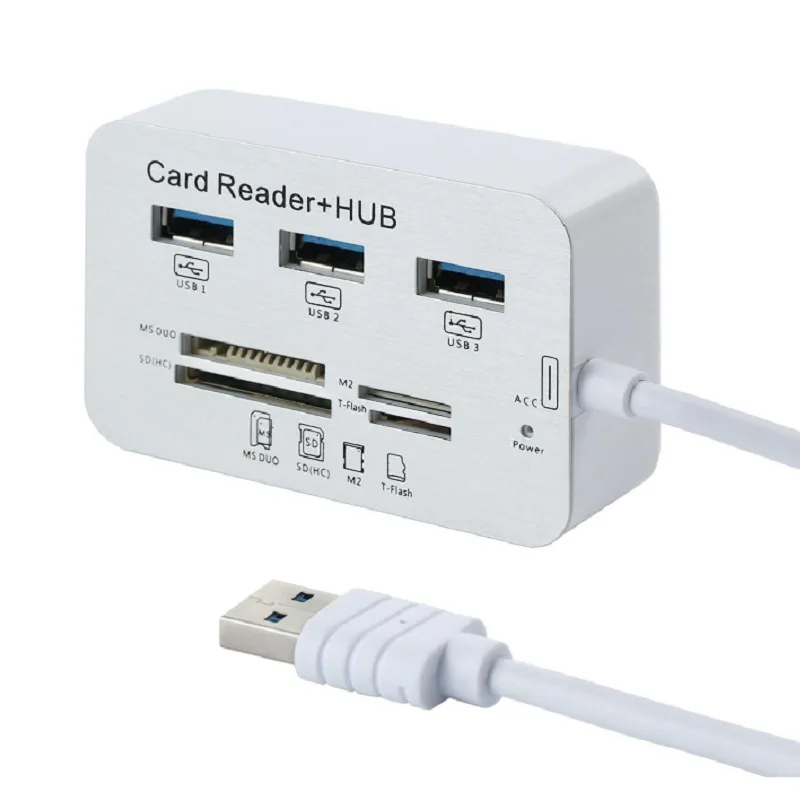3 Ports USB Hub TYPE C 3.0 HUB+4 Ports Expander TF SD MS,M2 MMC Memory Card Reader Adapter For U Disk PC Laptop Mouse Keyboard