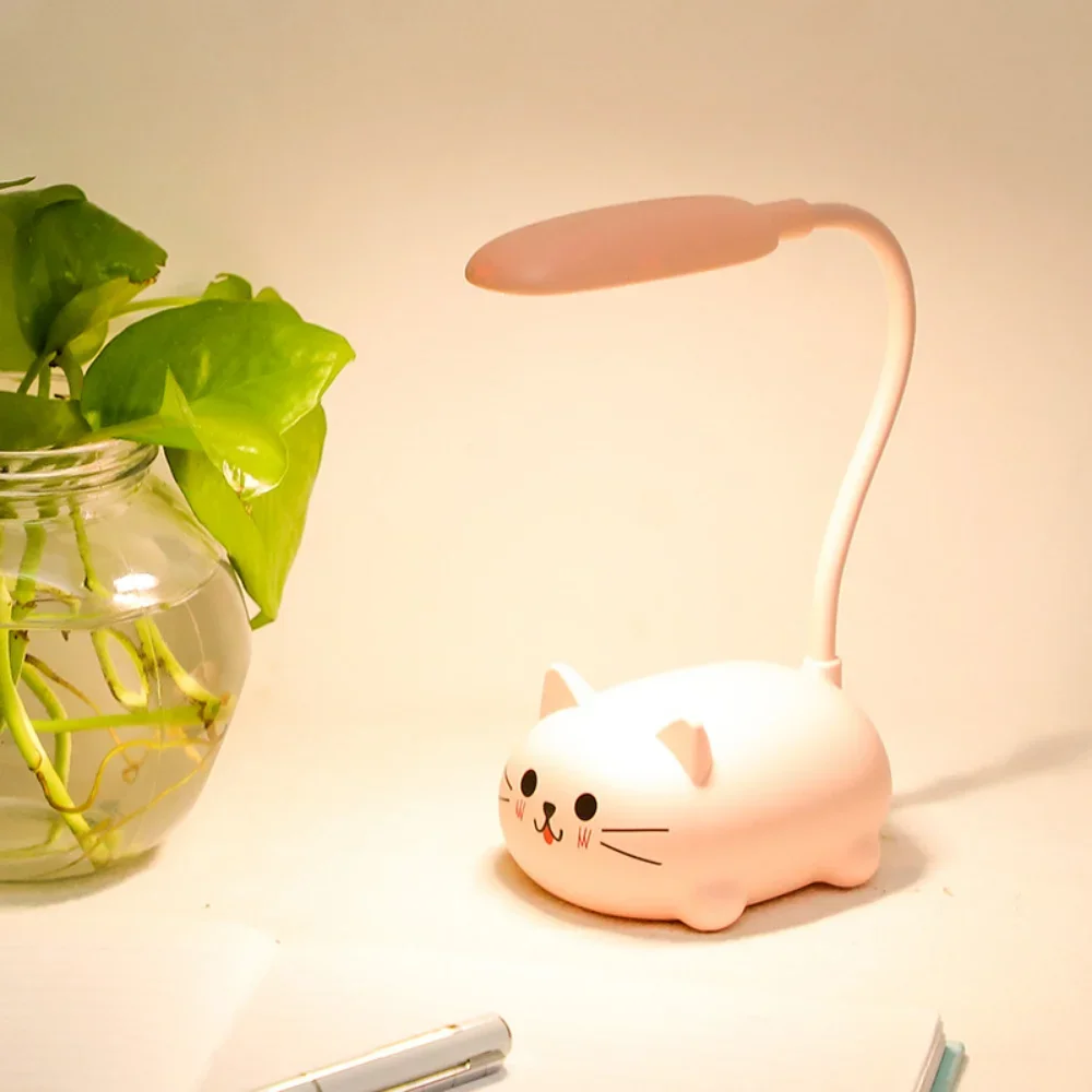 Lámpara de luz nocturna con batería recargable por USB, luces de animales bonitos con protección ocular para decoración de habitación, lámpara de mesa Led, regalo para niños