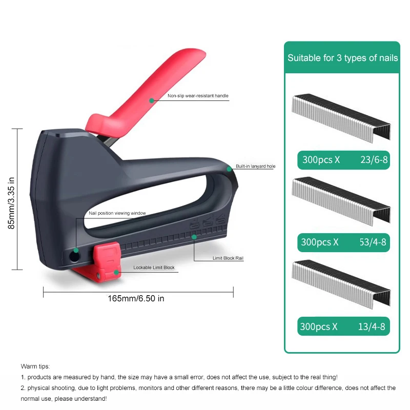 DIY woodworking hand tools in coffee color, furniture binding machine, manual stapler, equipped with 900 staples