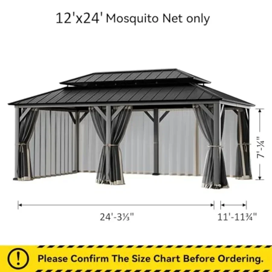 Gazebo Mosquito Netting Replacement Unil 6-Panel Sidewalls Outdoor Gazebo Mosquito Nettings with Double Zipper Replacement for