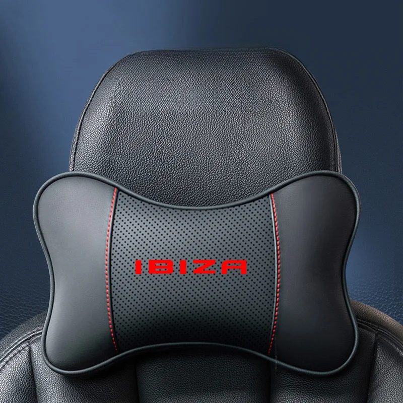 

1Pcs Car Seat Headrest Auto Logo Neck Pillow For Seat Ibiza Ateca Arona Auto accessories interior organizer
