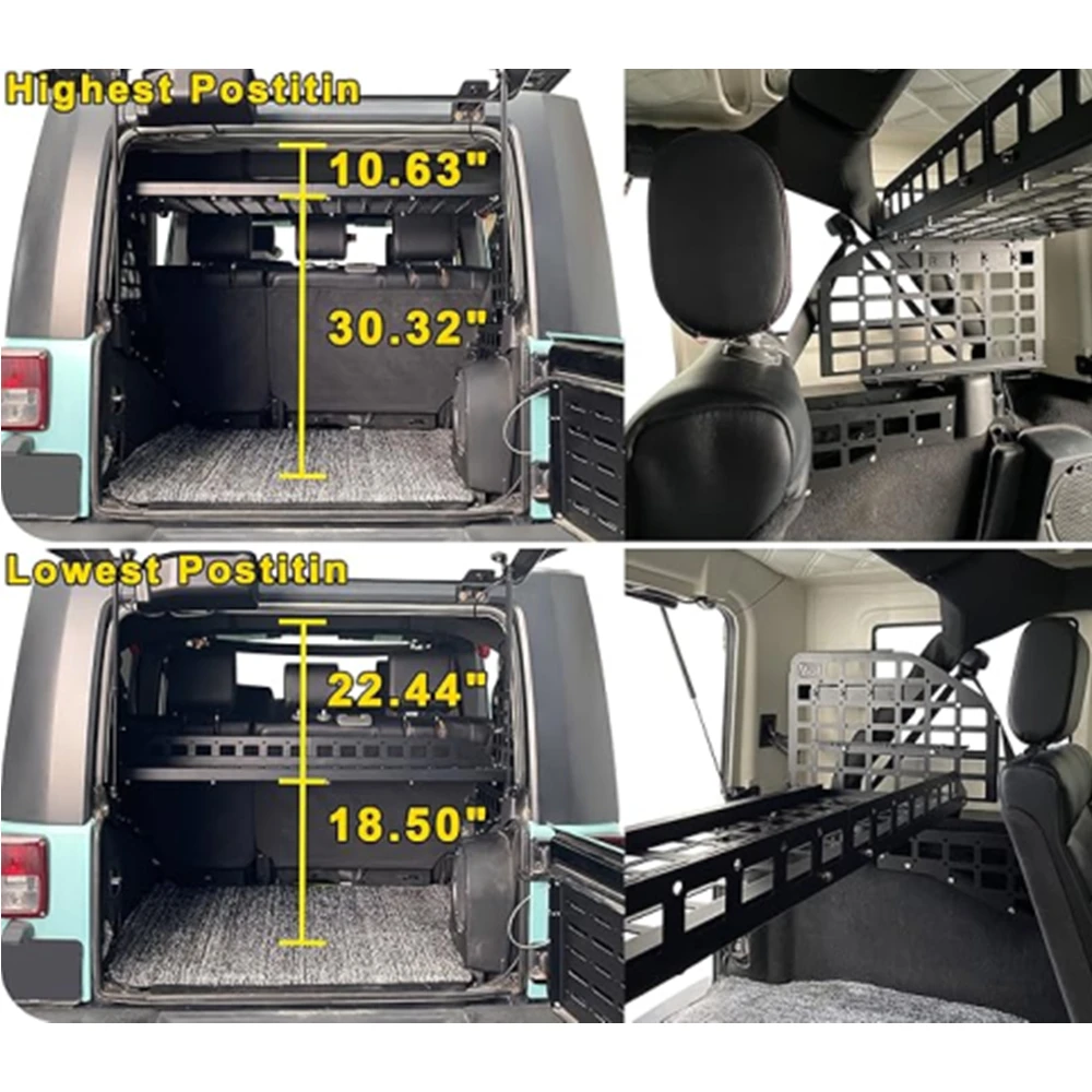 

Car Camping Accessories Fit for Jeep Wrangler 4-Door JK 2007-2017 Trunk Shelf Storage Molle Panel