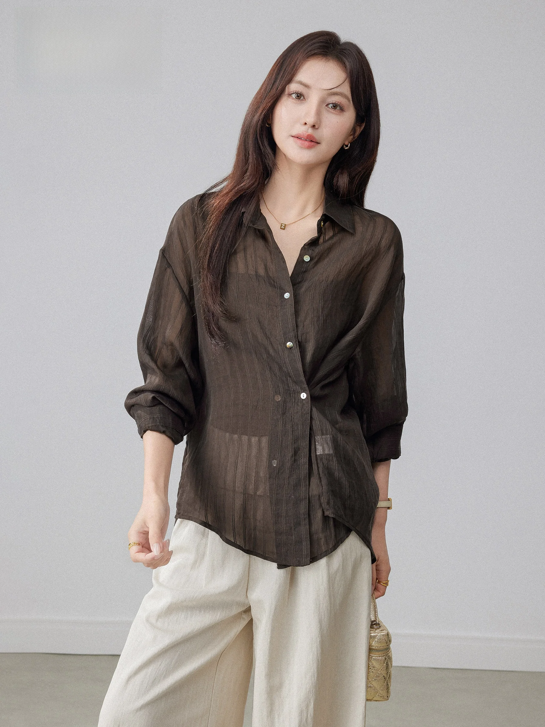 

Women's Summer New Design Casual Style Long Sleeve Sun Protection Shirt Waist Cinched Slimming Unusual Cardigan Top