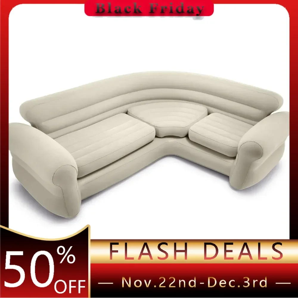 Inflatable Corner Sofa: L-Shaped，Indoor Use，2-in-1 Valve，880lb Weight Capacity，Corner Sofa