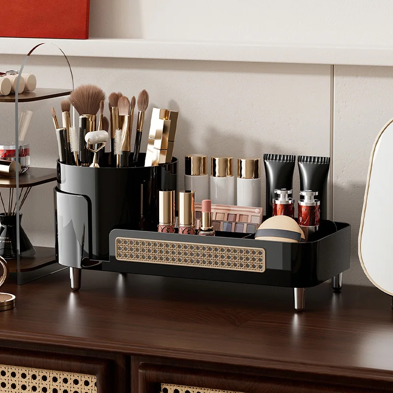 UFORU Cosmetics Storage Case Advanced Sense Desktop Large Capacity Revolving Pen Holder Dressing Table Skin Care Storage