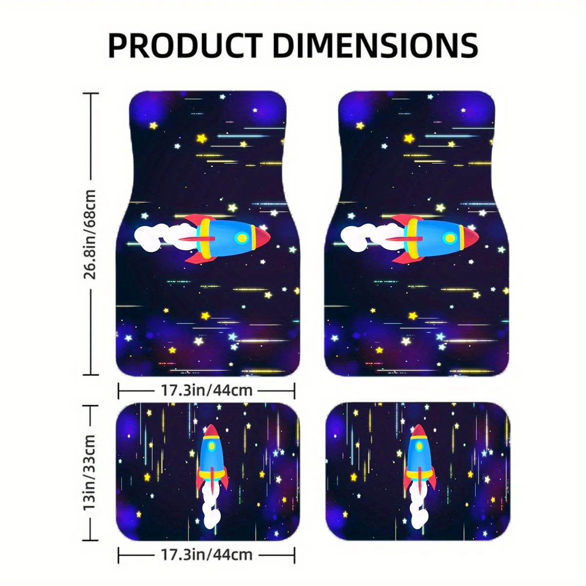 1pc/2pcs/4pcs Cartoon Rocket Launch Pattern Fashion Art Car Mats, Universal For All Seasons, Comfortable And Durable, Suitable F