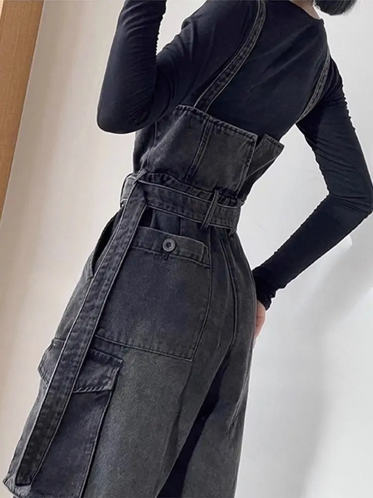 Monos elegantes para mujer, monos largos, ropa técnica gótica Punk con cremallera de terciopelo, lado frontal inclinado, funda individual, Unisex para adultos