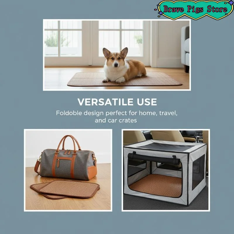 Multiple Sizes Pet Cooling Mat Straw Mat Summer Dogs Cats Rabbit Small Pets Breathable Cool Pad Cool Sleeping Bed Nest Supplies