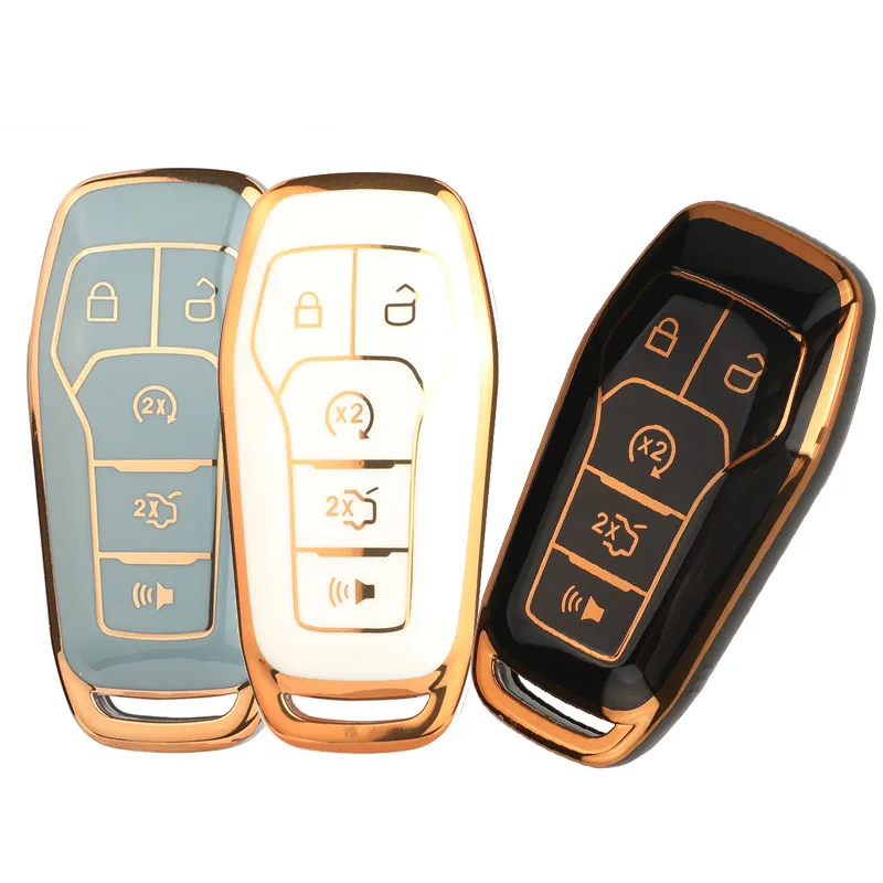 

Jingyuqin дистанционное поступление, чехол из ТПУ для автомобильного ключа для Ford Edge Explorer Fusion 2015 2016 2017, часть крышки