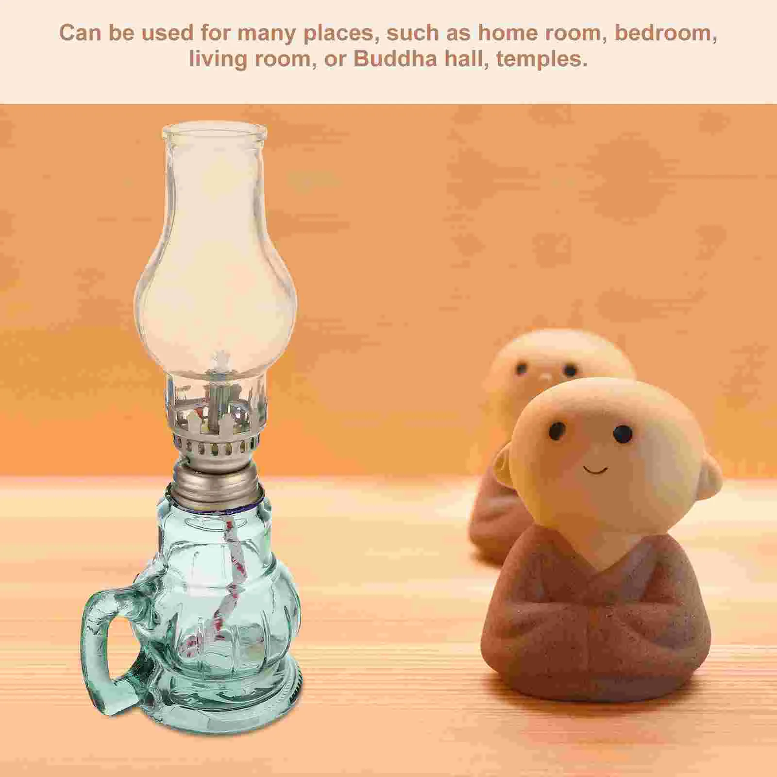 Chamber Oil Lamps Kerosene Vintage Decor Lamps Vintage Indoor Light Use Chamber Home Retro Clear Vintage Decors Wick Desktop