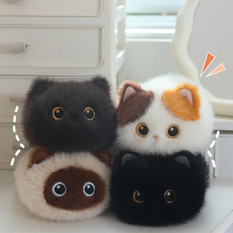 20CM Cute Four Types Fluffy Cat Plush Toys Soft Stuffed Animal Black Cat Siamese Cat Calico Cat Plushie Dolls Kid Birthday Gifts