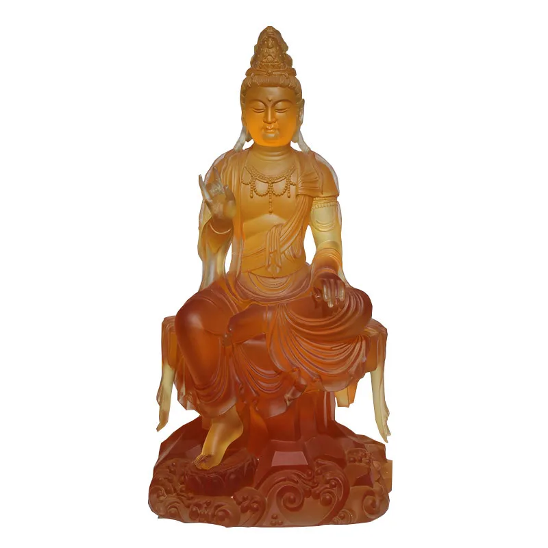Guanyin Buddha statue, home living room glazed sitting Guanyin Bodhisattva ornament