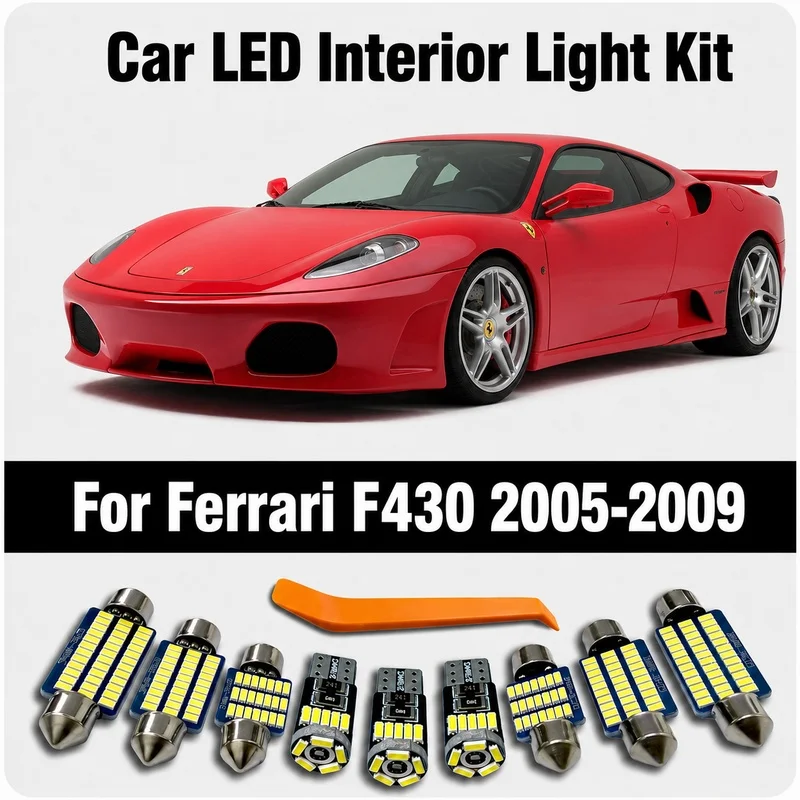 6Pcs Car Bulb Accessories For Ferrari F430 2005 2006 2007 2008 2009 LED Interior Dome Map Trunk Door Light Kit Canbus