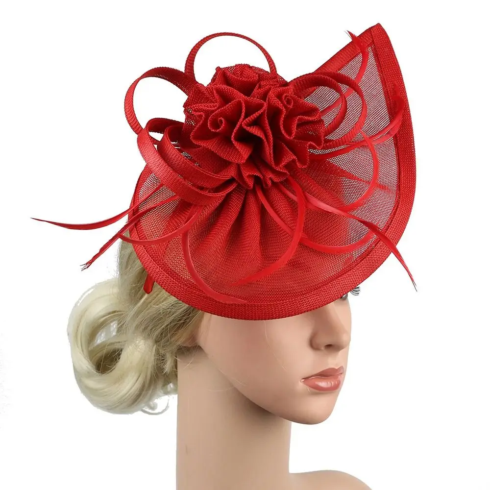 

New Wedding Feather Hair Clip Fascinator Hat Mesh Headband Tea Party