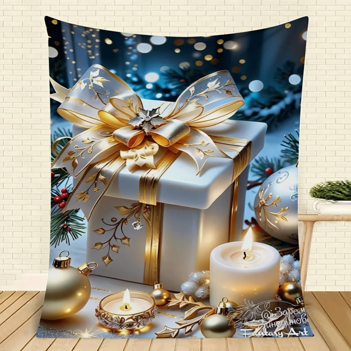 One luxurious Christmas gift box flannel blanket—soft and warm, perfect for home décor, bed, camping, or travel this Christmas.