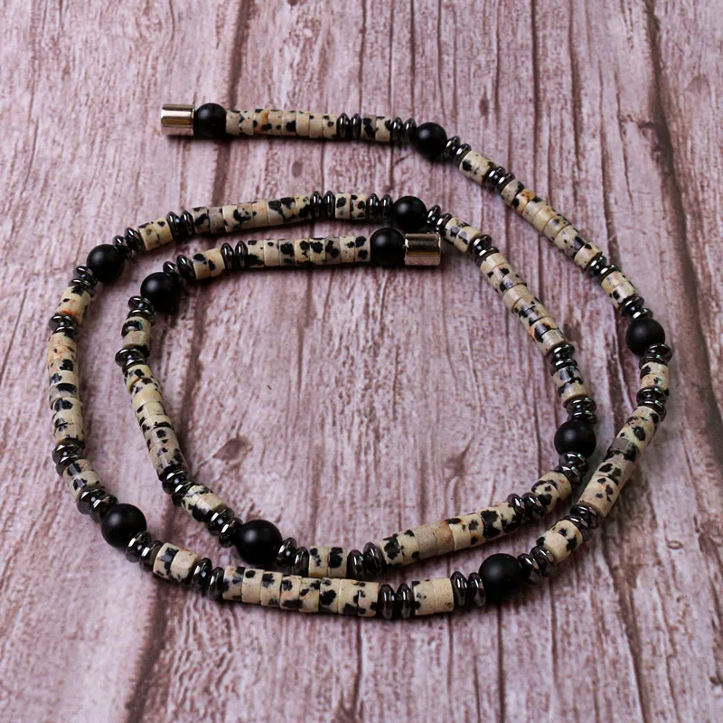 Men Beaded Choker Necklace Natural Stone With Hematite Tribal Jewelry Surfer Necklace For Mens Dropshipping