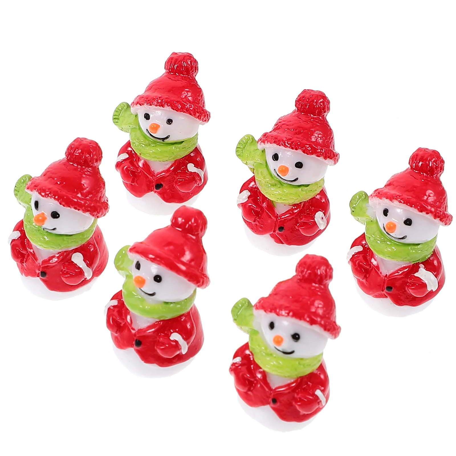 10 Pcs Mini Snowman Ornaments Micro Landscape DIY Accessories Christmas Statue Resin Figurine Adorable Miniature for Home Decor