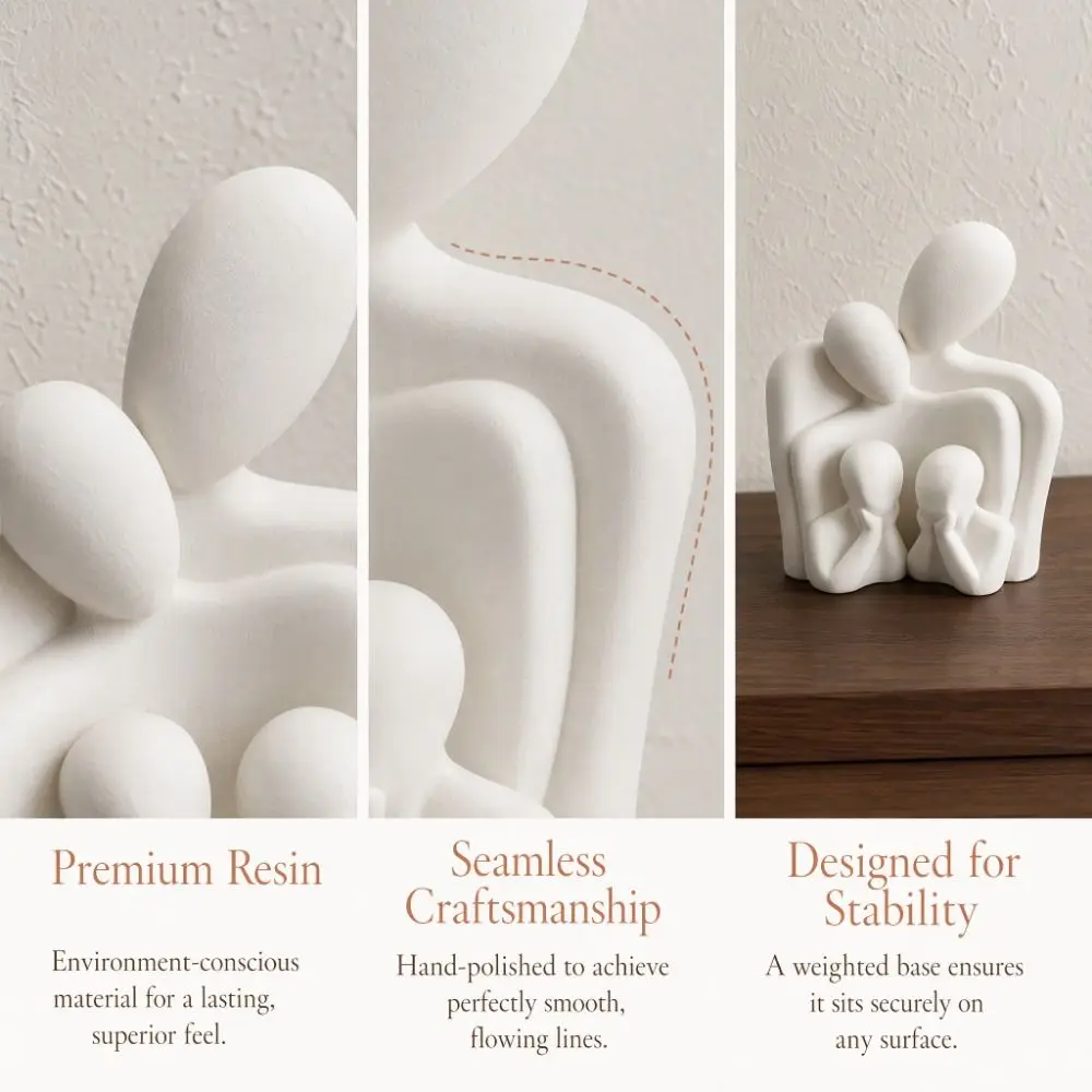 Parent-Child Abstract Family Sculpture Home Decor 3D Printed Minimalist Figure Statue Ornaments 4 Persons Figurine Home Decor