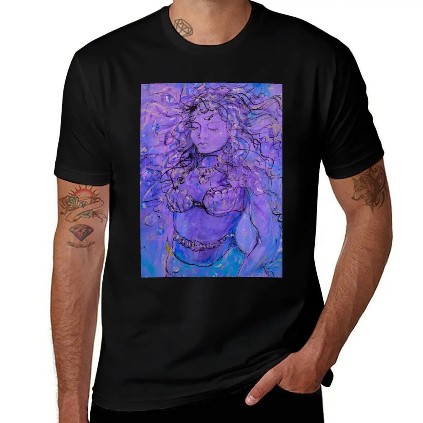 Purple Mermaid Queen of the Sea T-Shirt Independence Day Short Sleeve T-Shirt