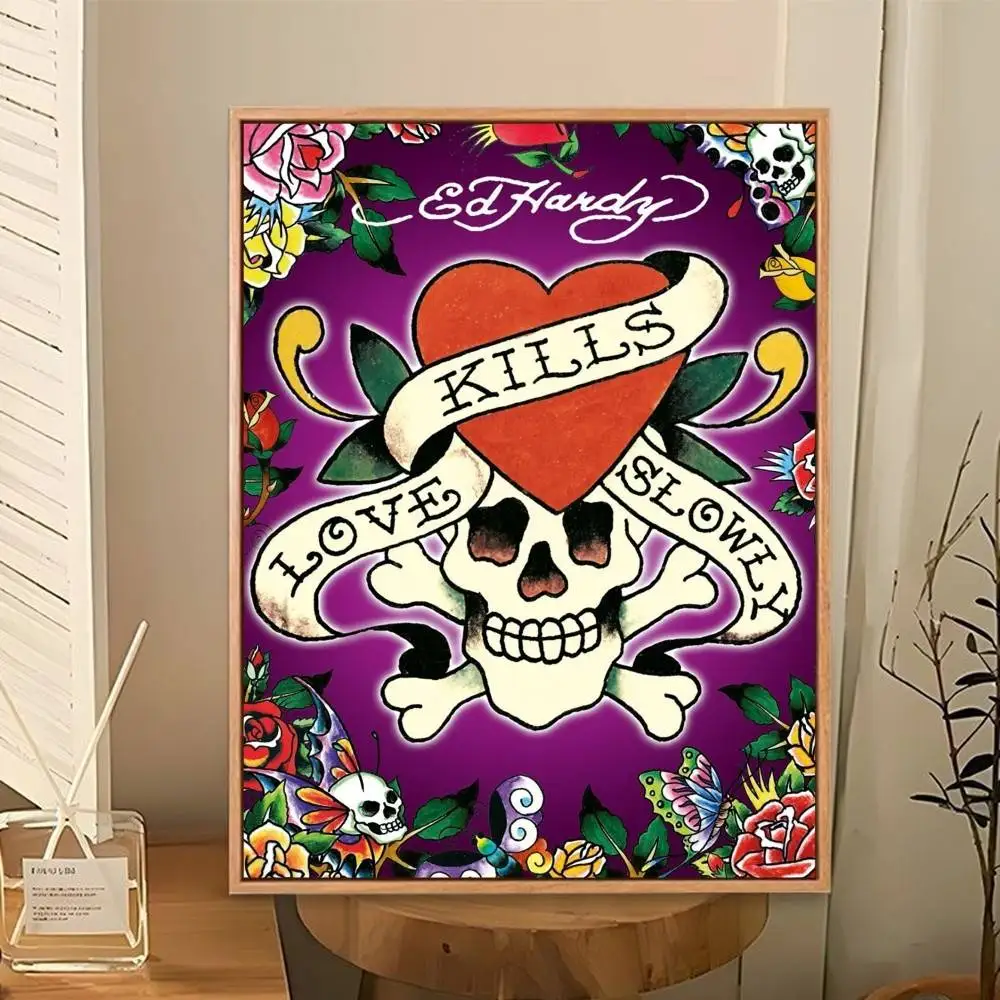 pink ed hardy wallpaper  Poster Perfect Space Sticker Self Adhesive for Office Home Theater Wall Art Decor Fancy Gift