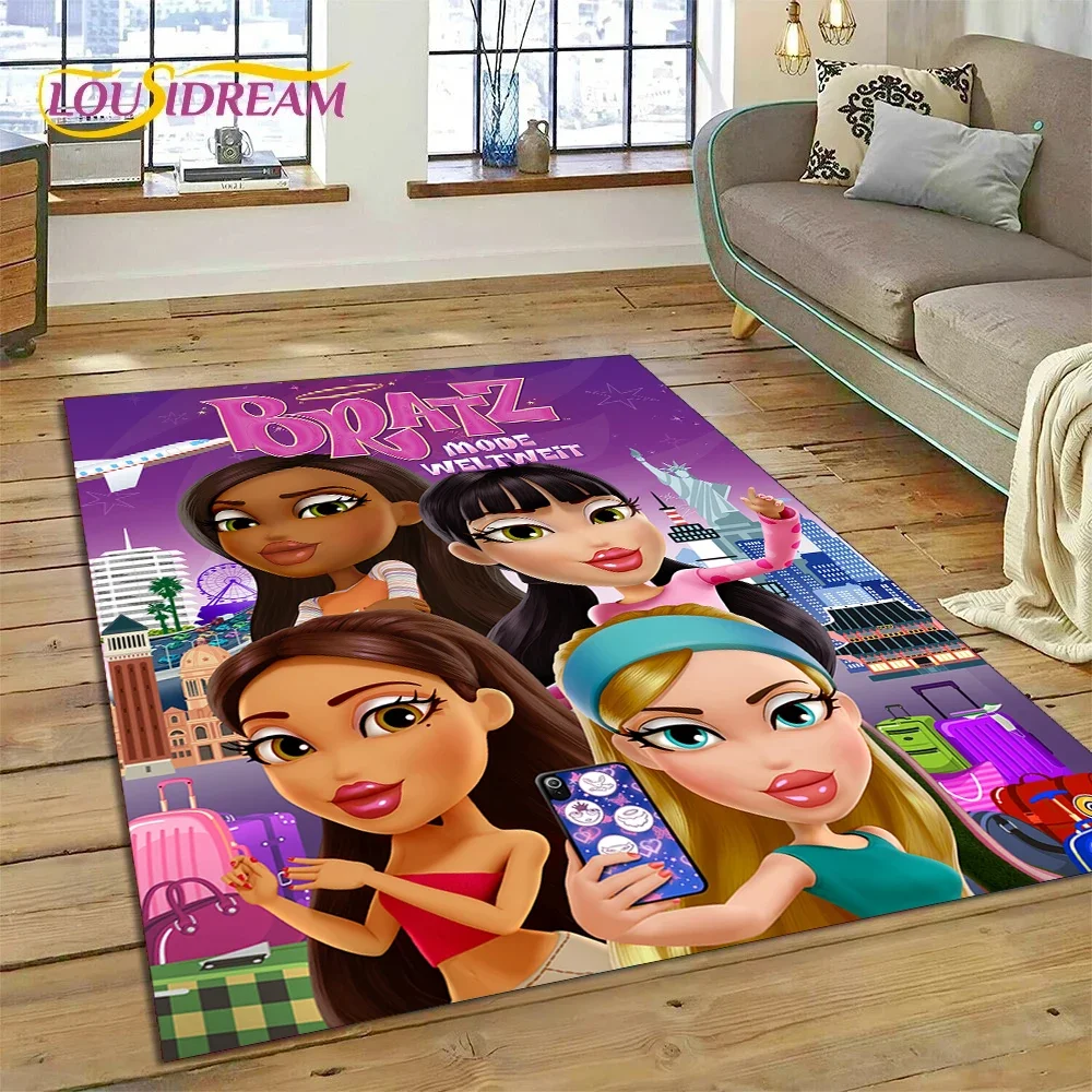 HD Cartoon Bratz Doll Cute Girls 3D Carpet Rug for Bedroom Living Room Home Sofa Decoration,Children Game Large Decor Floor Mat