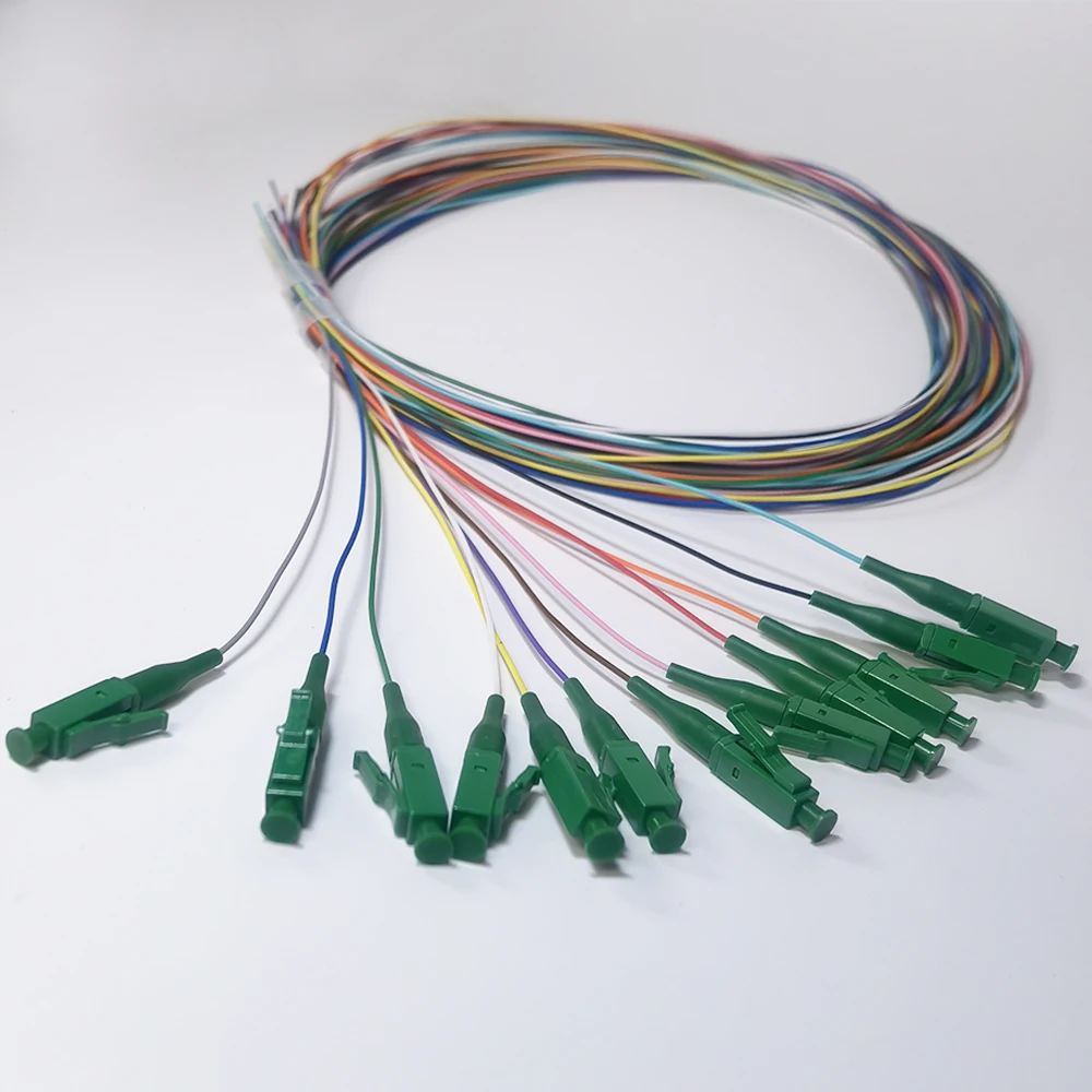 12-Core Bundle Pigtail Fiber Optical Colorful Pigtail LC/APC 0.9mm  1.5M FTTH Single Mode Simplex High Quality  Fiber Pigtail