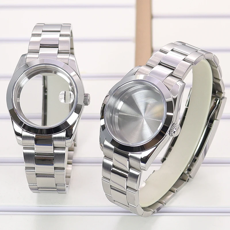 Bevel Edge 36mm/39mm Watch Case Sapphire Glas For NH35 Air King NH36 NH34 NH70 Miyota8215 Movement Jubilee Bracelet Slide Buckle image 3