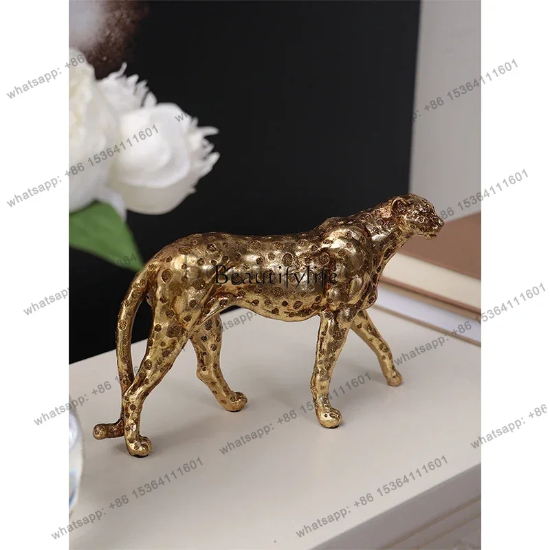 Factory Direct  American Leopard Jubilee series silver-plated cheetah sculpture desktop decoration ornament living room