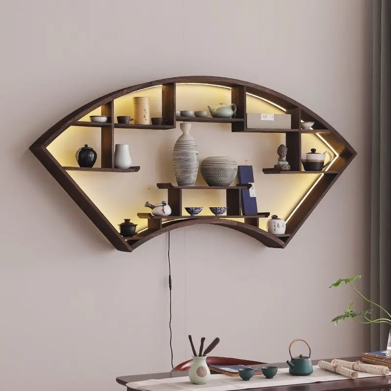 

Bogu rack, solid wood, Chinese wall-mounted wall display , Duobaoge storage , tea rack, simple antique teapot