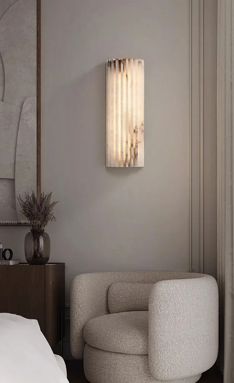 Creative Real Marble LED Wall Lamp Art Room Sconce