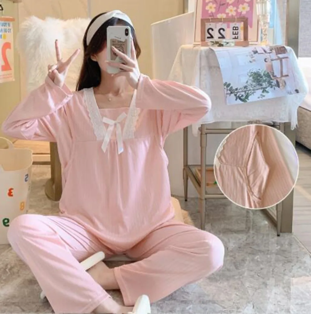 Maternity Nursing Pajamas for Women Breastfeeding Pregnant Women Nursing Pjs Set Top Pants Sleepwear Pregnancy Nightgown Clothes