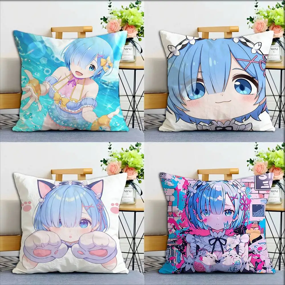 

Re Zero R-Rem World Various Sizes Square Pillow Case For Car Home Bedchamber Decor