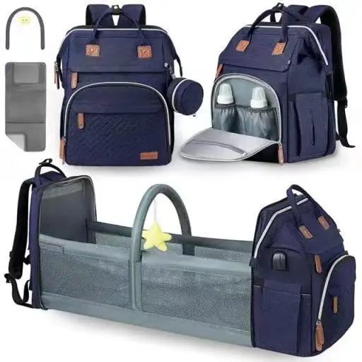 Mama Tasche ausziehbarer Rucksack Neugeborene Bett Krippe Anti-Moskito-Tasche Wagen große Kapazität Mutter und Baby Tasche kostenlos Spielzeug Windel Pad