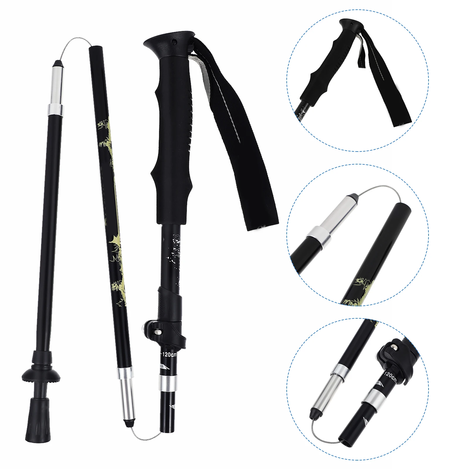 

1pc 5-Section Aluminium Alloy Trekking Pole Adjustable Folding Hiking Telescopic Walking Stick for Outdoor Activities