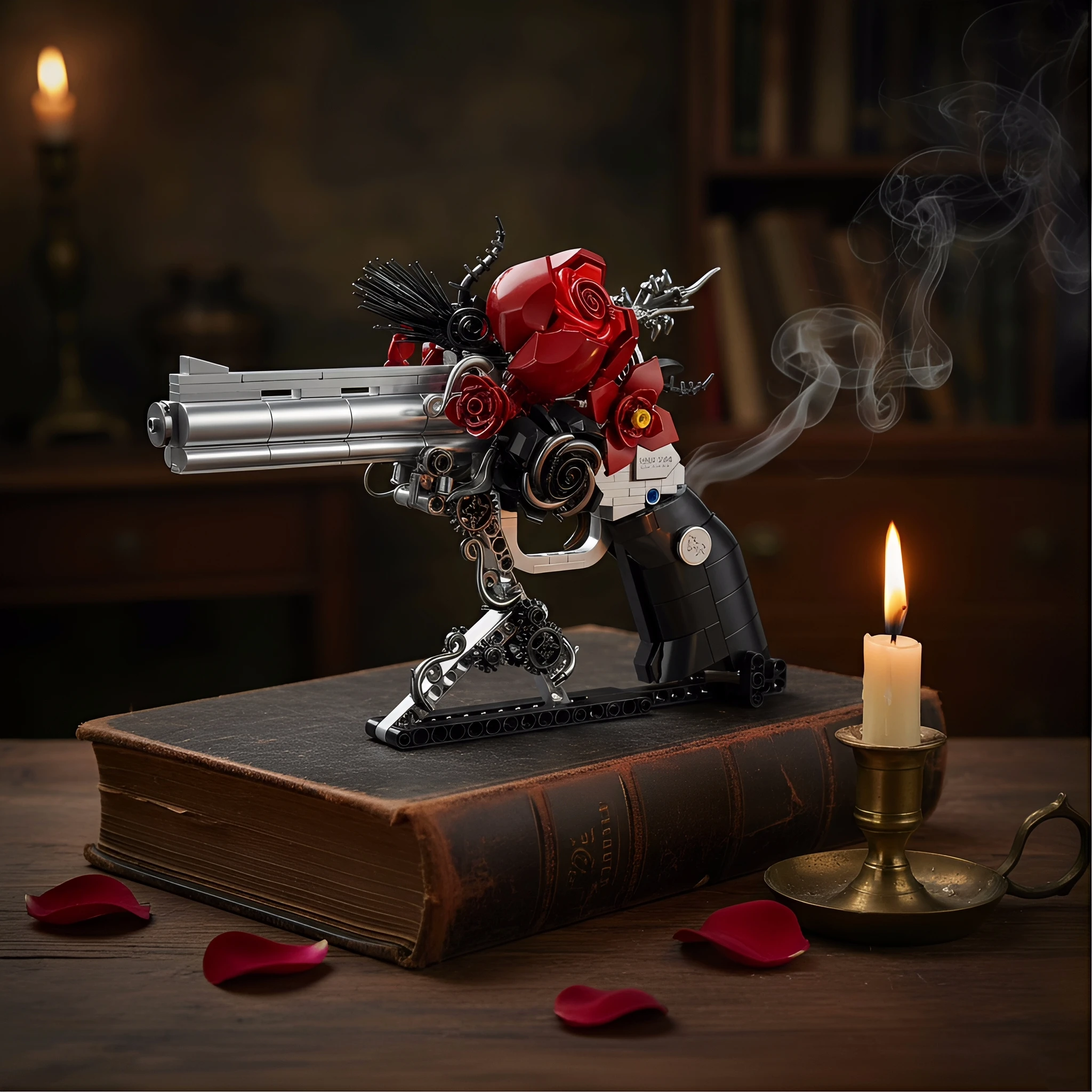 

Набор строительных блоков «Розовый револьвер» из 631 детали, конструктор «Цветочный пистолет», декор для дома и рабочего стола, креативная игрушка, подарок для детей и взрослых, для мальчиков и девочек