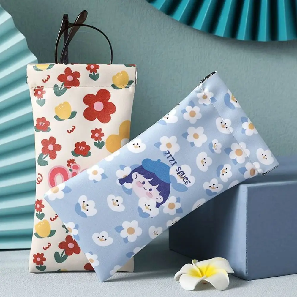 Unisex PU Leather Glasses Bag Cartoon Printed Glasses Cover Sunglasses Protection Case Portable Storege Case Eyewear Protector